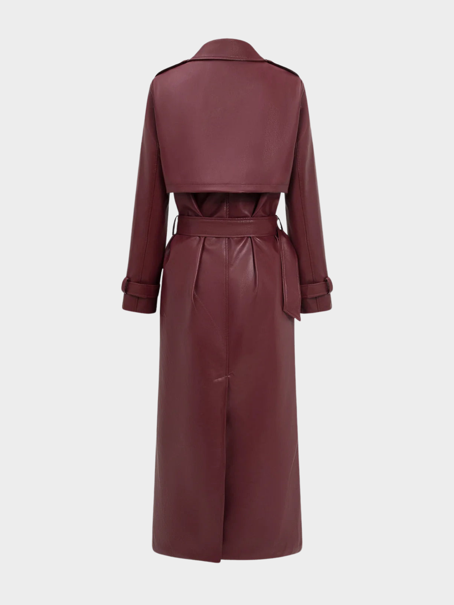 Women’s Faux Leather Trench Coat with Belt