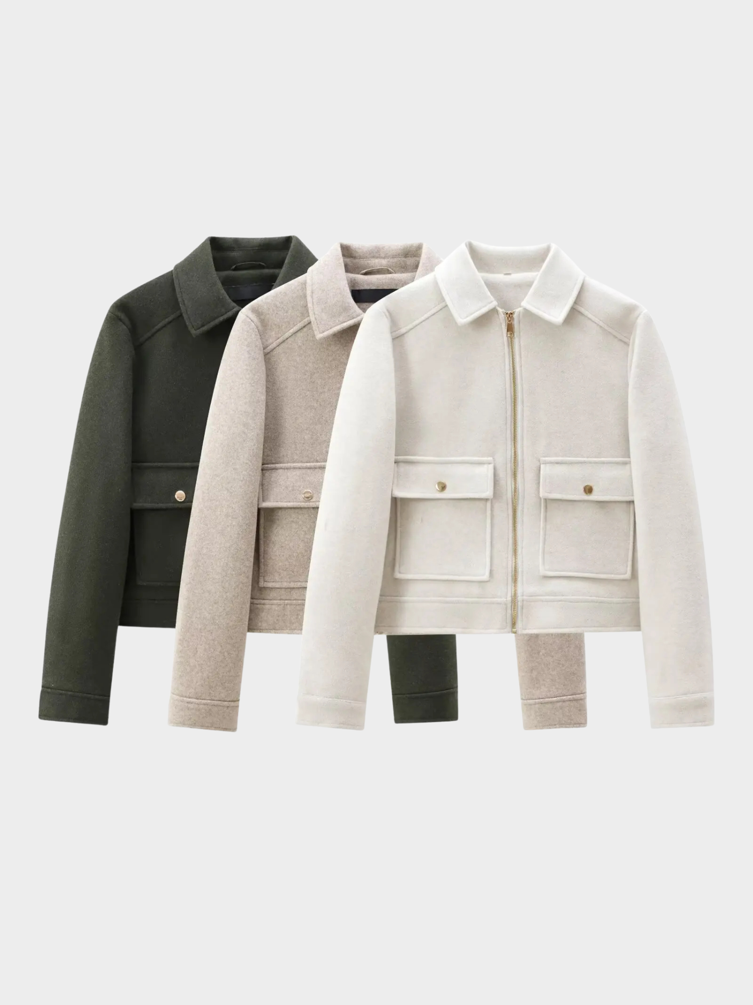 Women’s Zip-Up Jacket with Turn-Down Collar