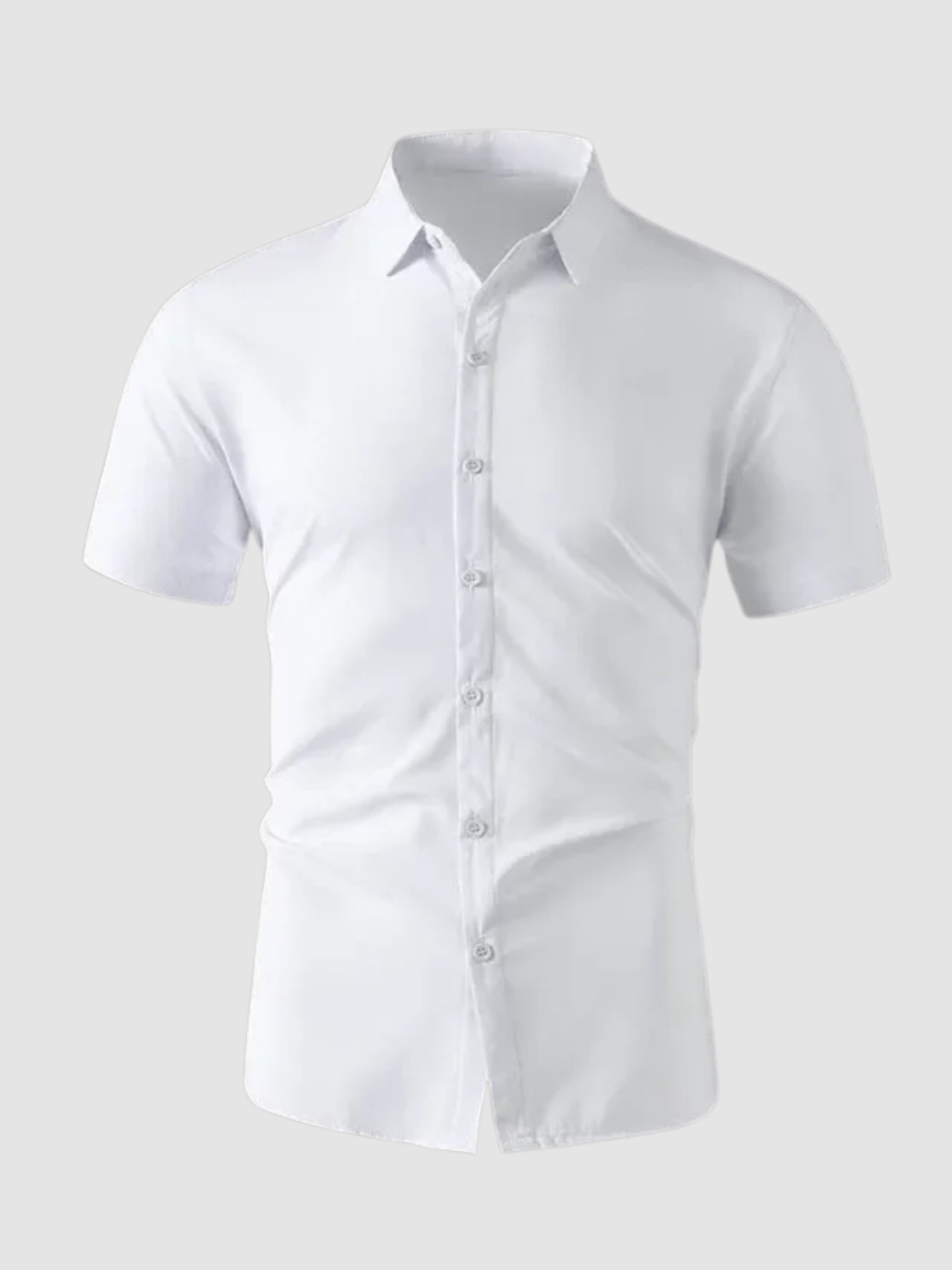 Men’s Button-Up Shirt – Short Sleeve, Collared, Solid Colour