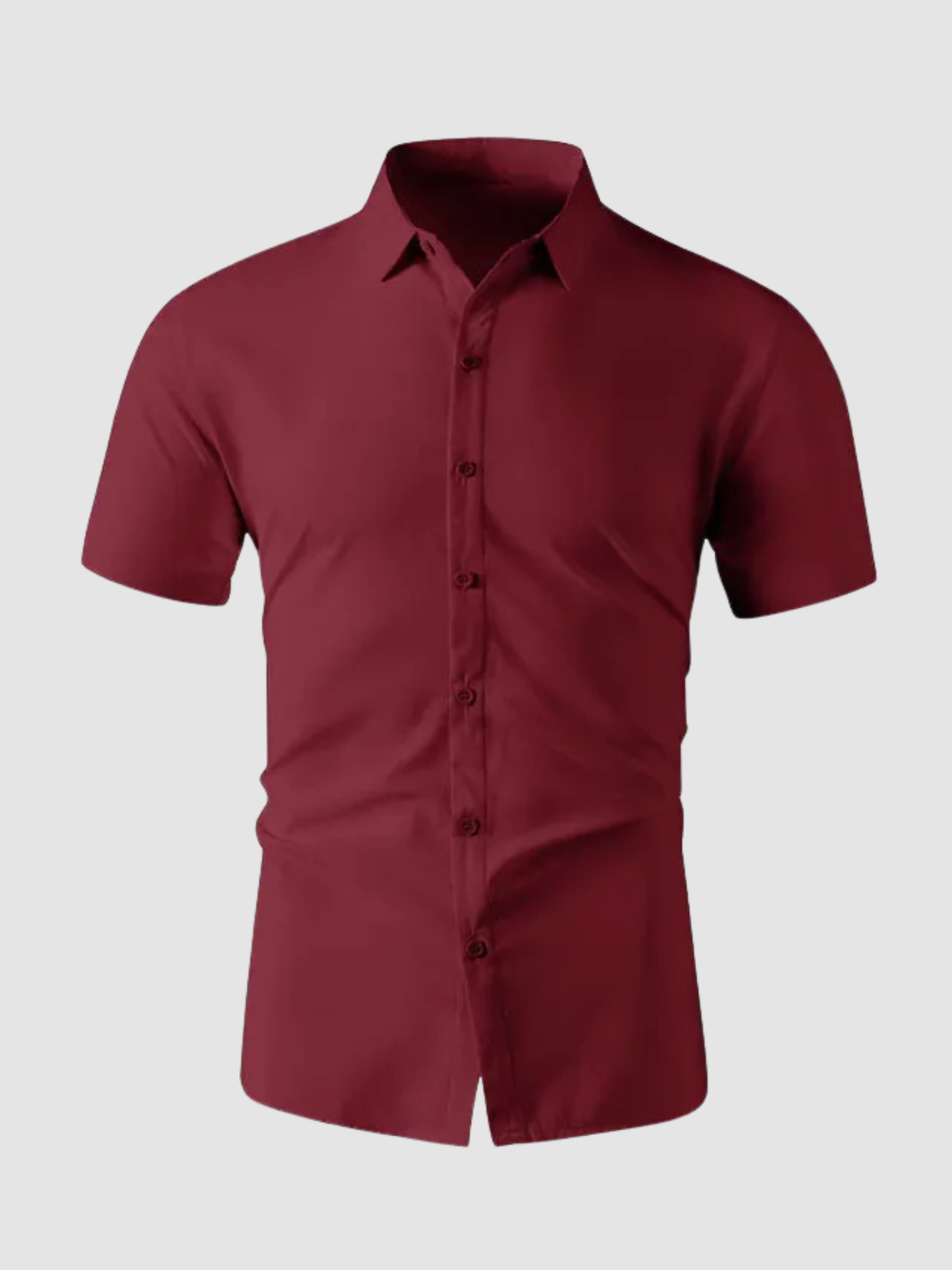 Men’s Button-Up Shirt – Short Sleeve, Collared, Solid Colour