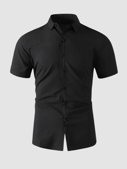 Men’s Button-Up Shirt – Short Sleeve, Collared, Solid Colour