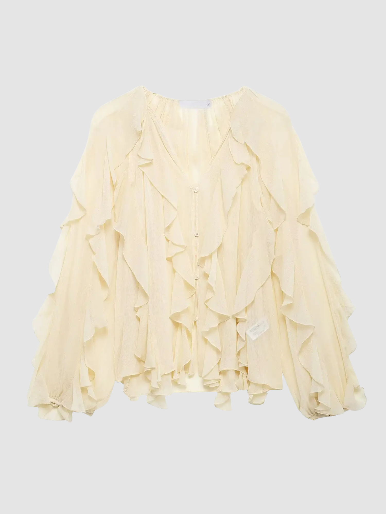 Women’s Ruffle Blouse – V-Neck, Long Sleeve