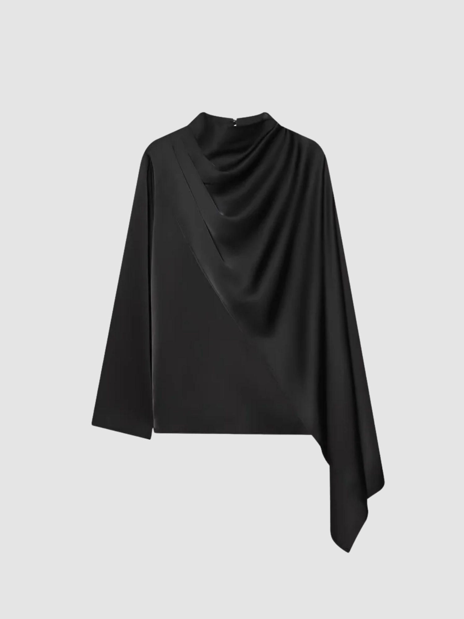 Women’s Draped Top – Long Sleeve, High Neck