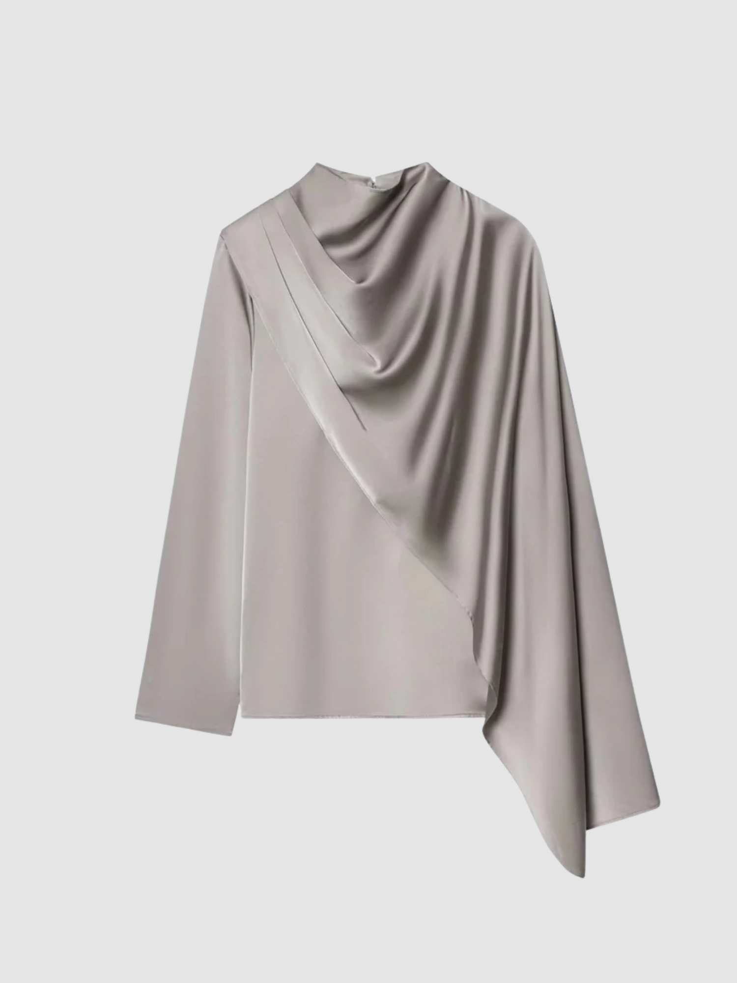 Women’s Draped Top – Long Sleeve, High Neck