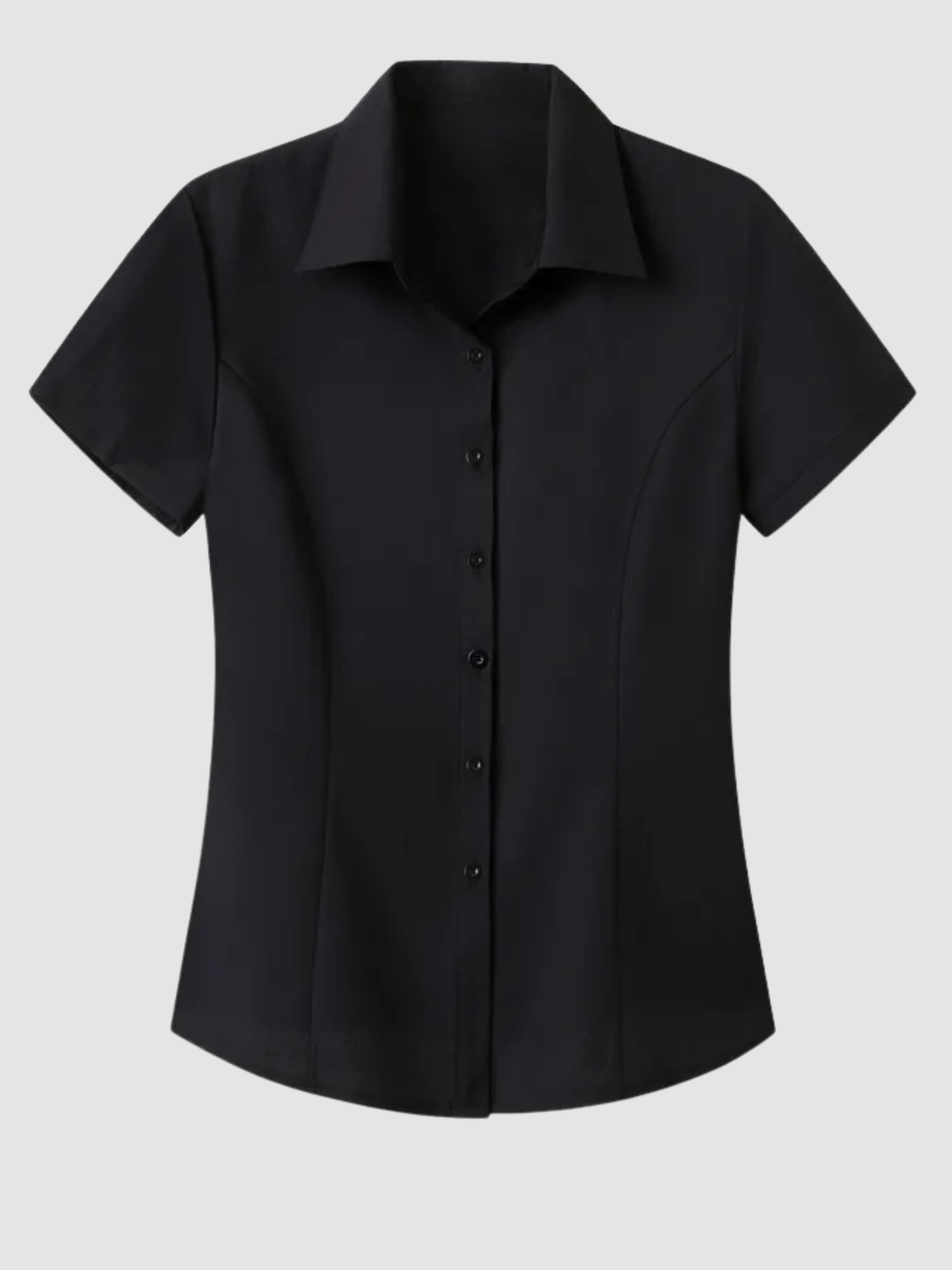 Women’s Button-Up Blouse – Short Sleeve, Slim Fit