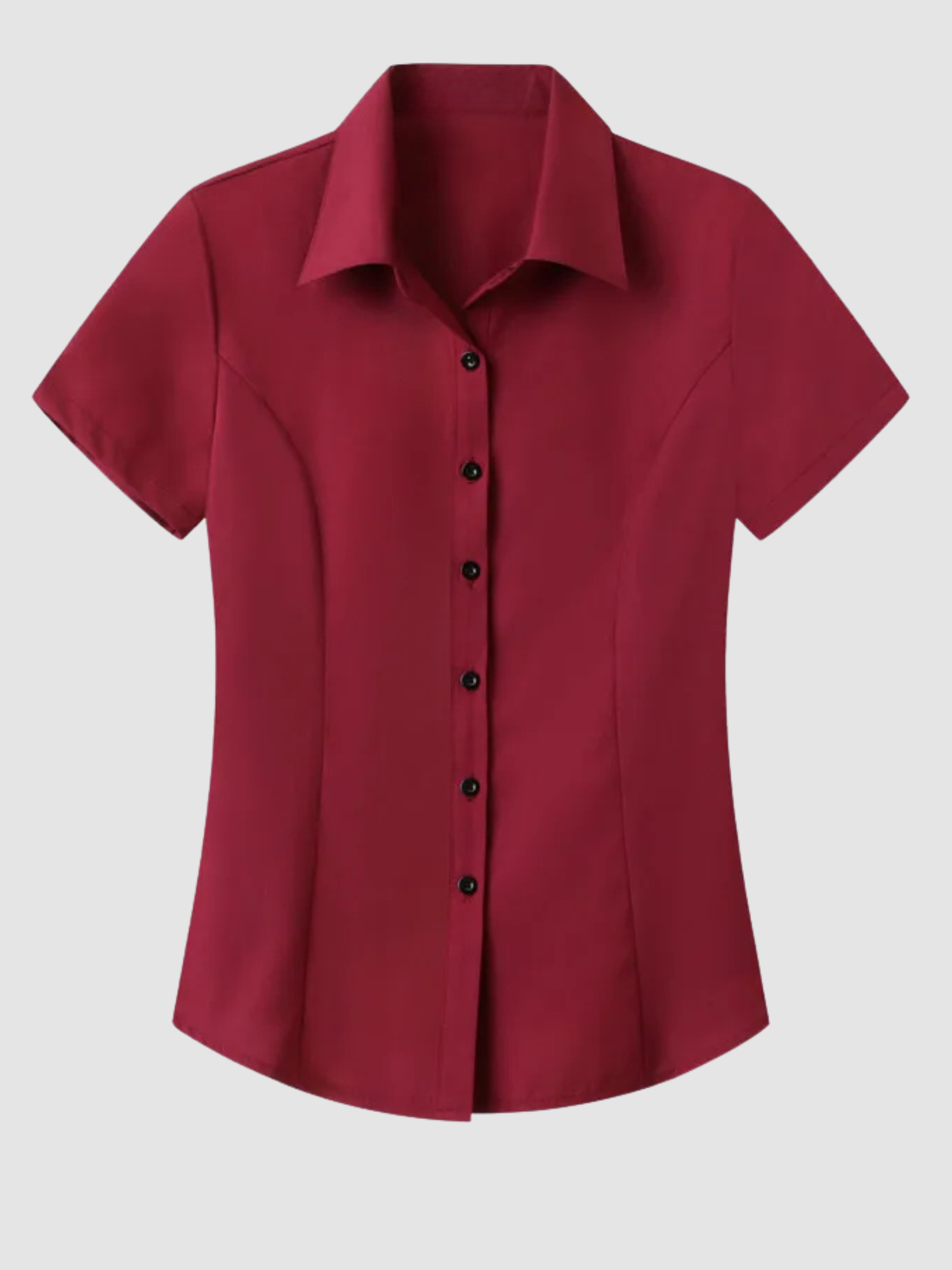 Women’s Button-Up Blouse – Short Sleeve, Slim Fit