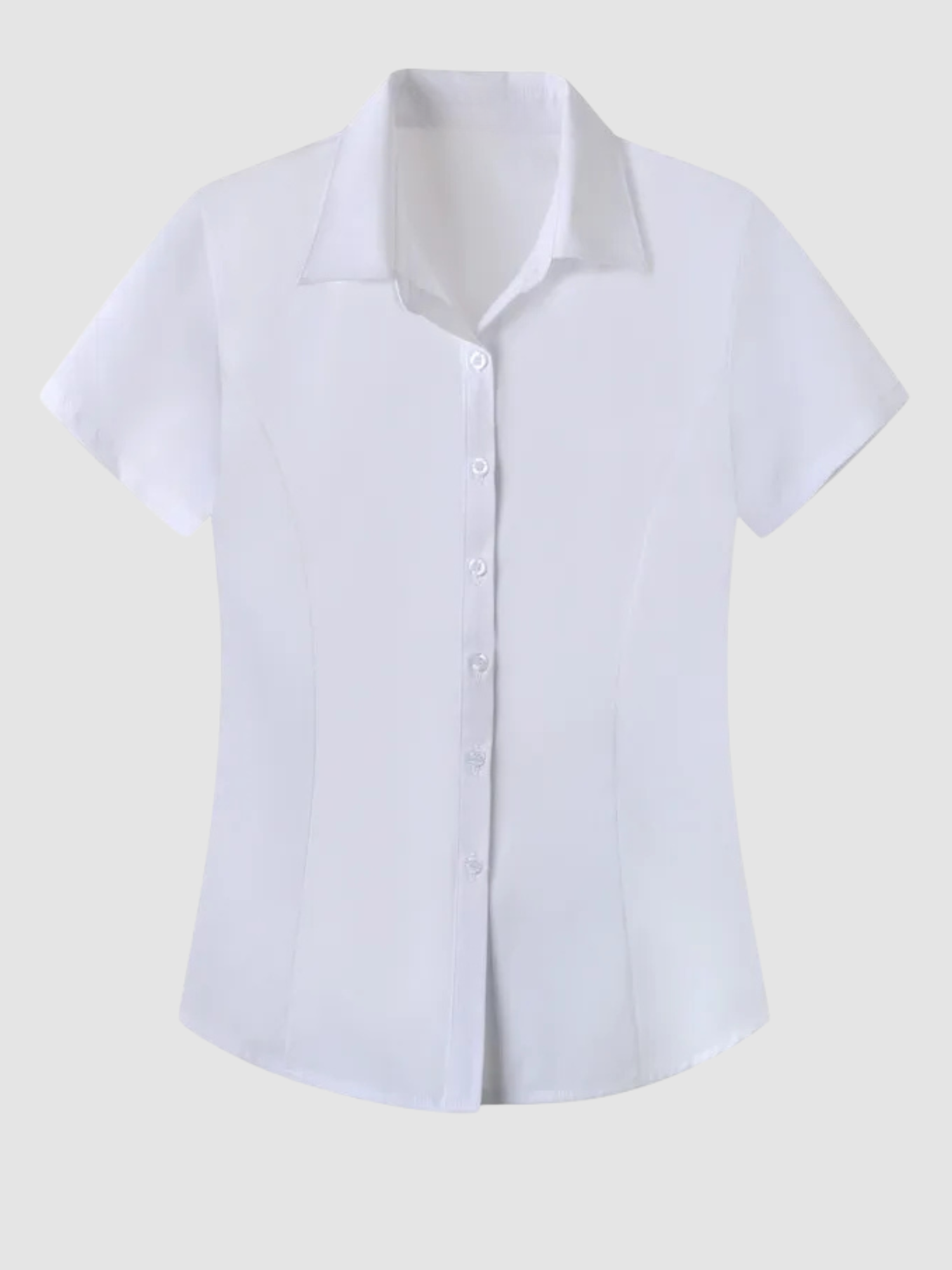 Women’s Button-Up Blouse – Short Sleeve, Slim Fit