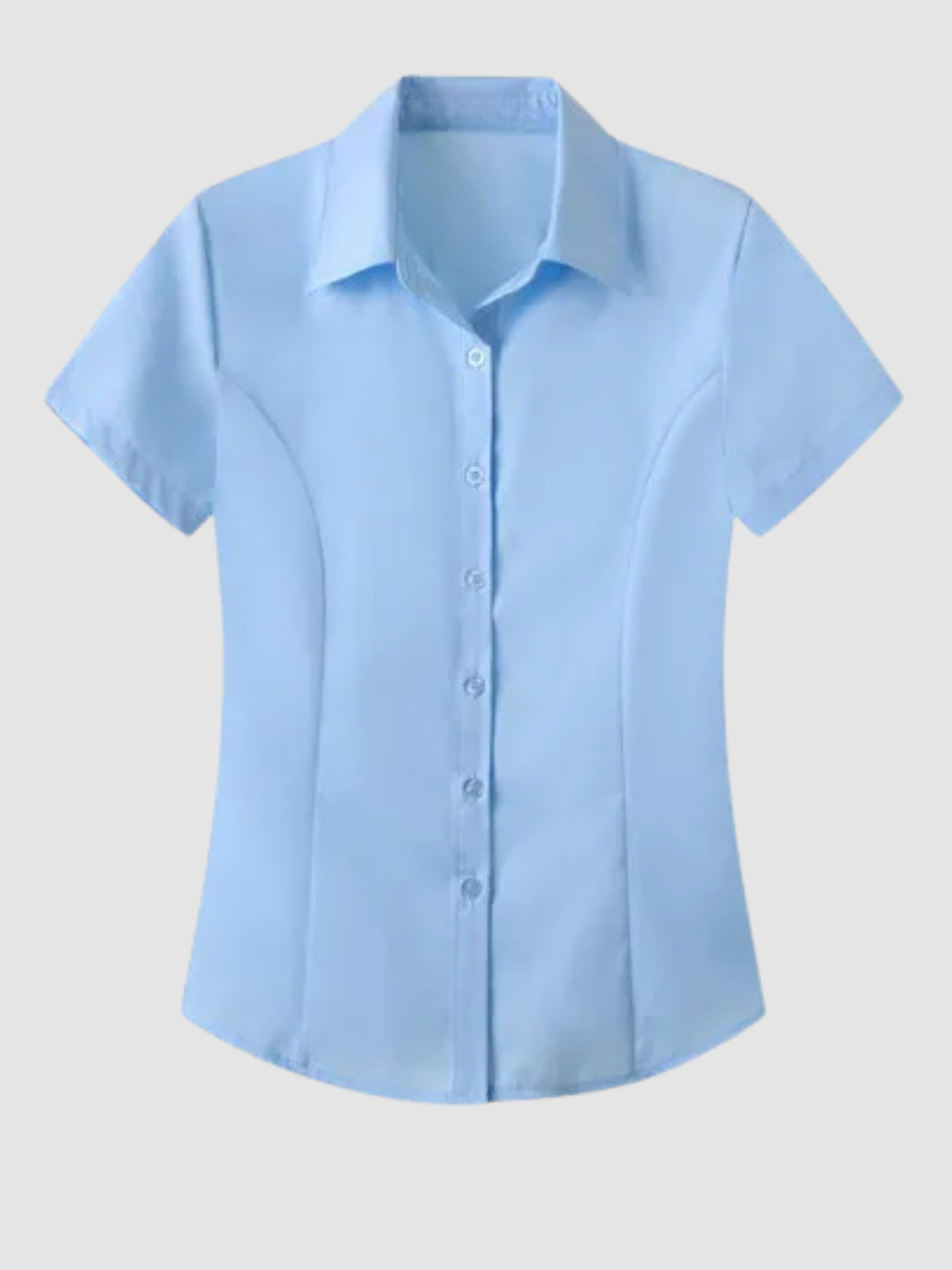 Women’s Button-Up Blouse – Short Sleeve, Slim Fit