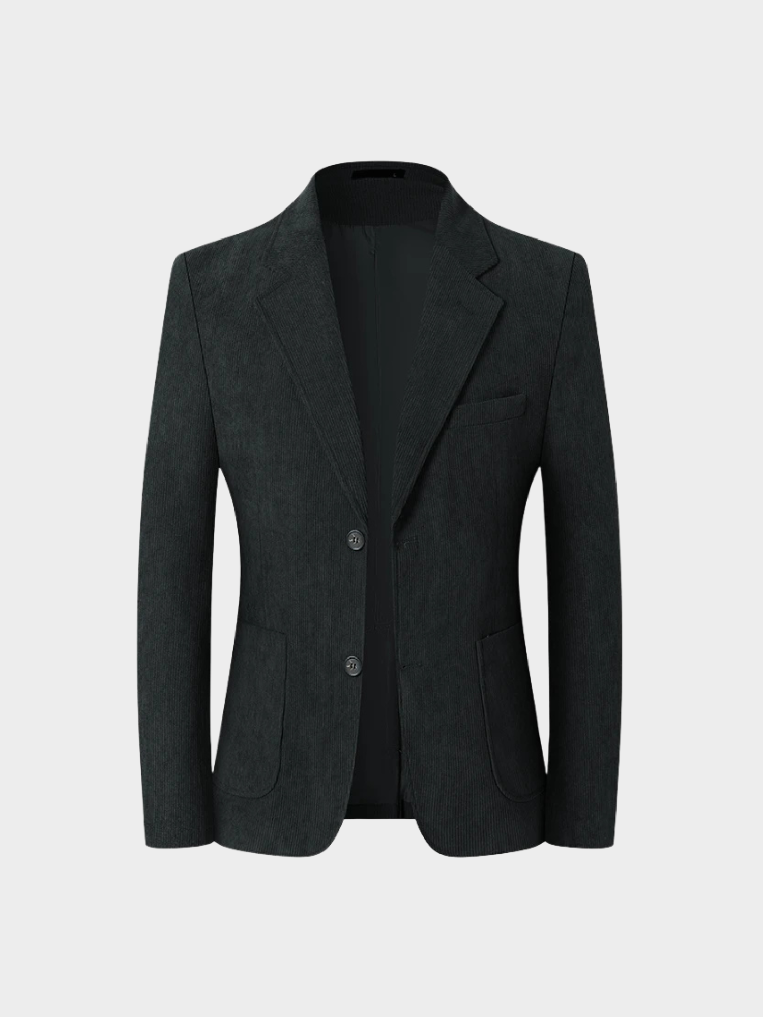 Men’s Single-Breasted Polyester Blazer with Notched Collar