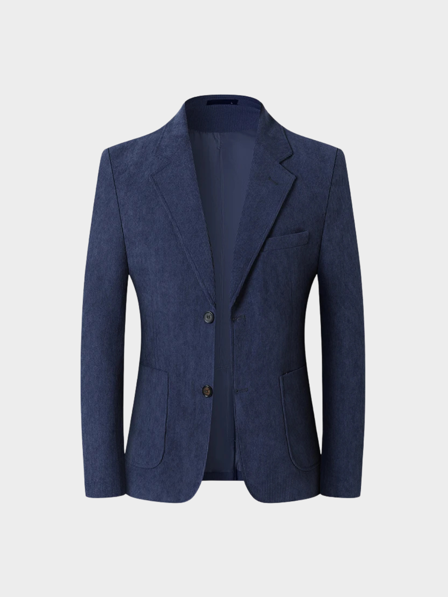 Men’s Single-Breasted Polyester Blazer with Notched Collar