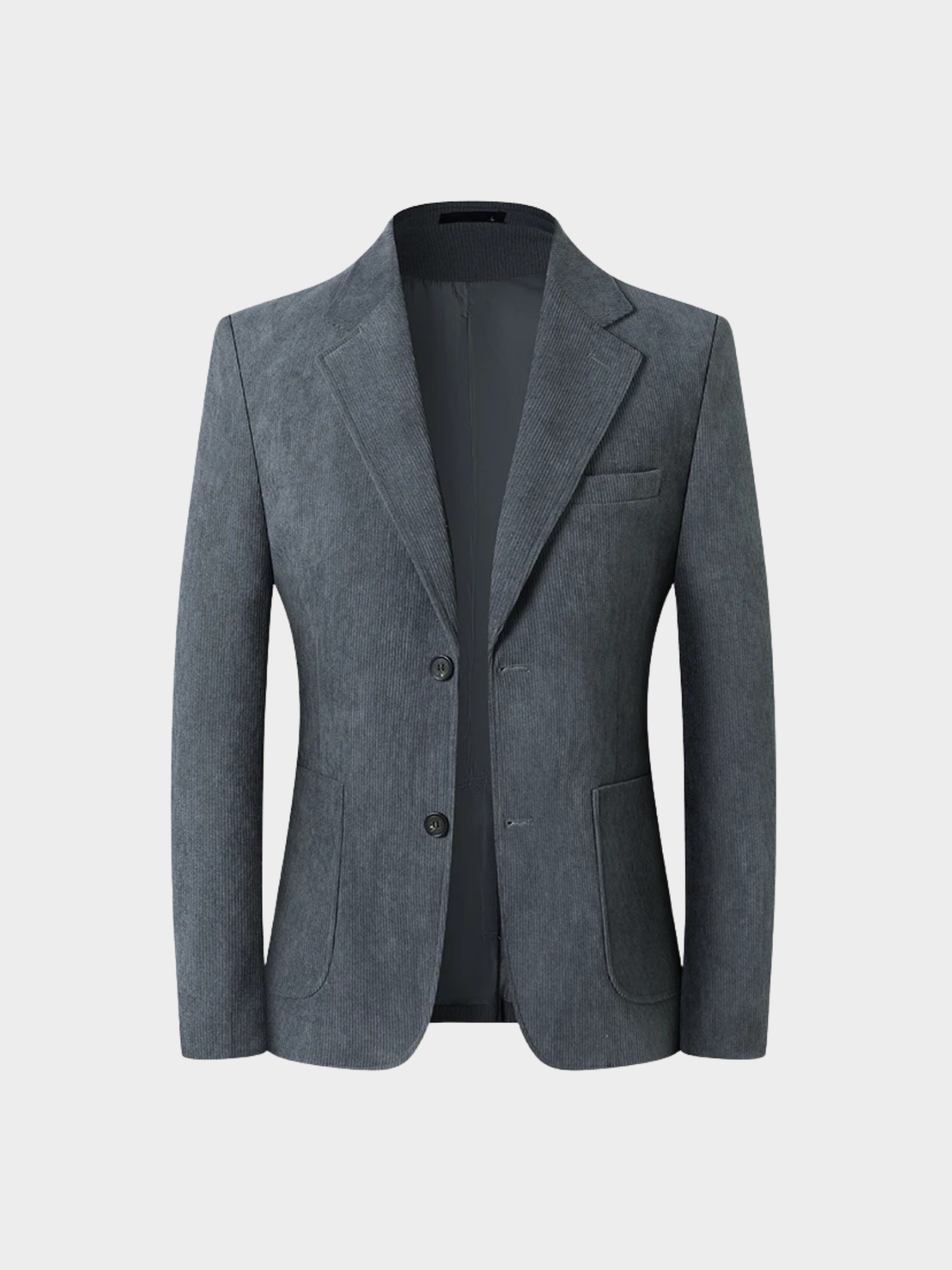 Men’s Single-Breasted Polyester Blazer with Notched Collar