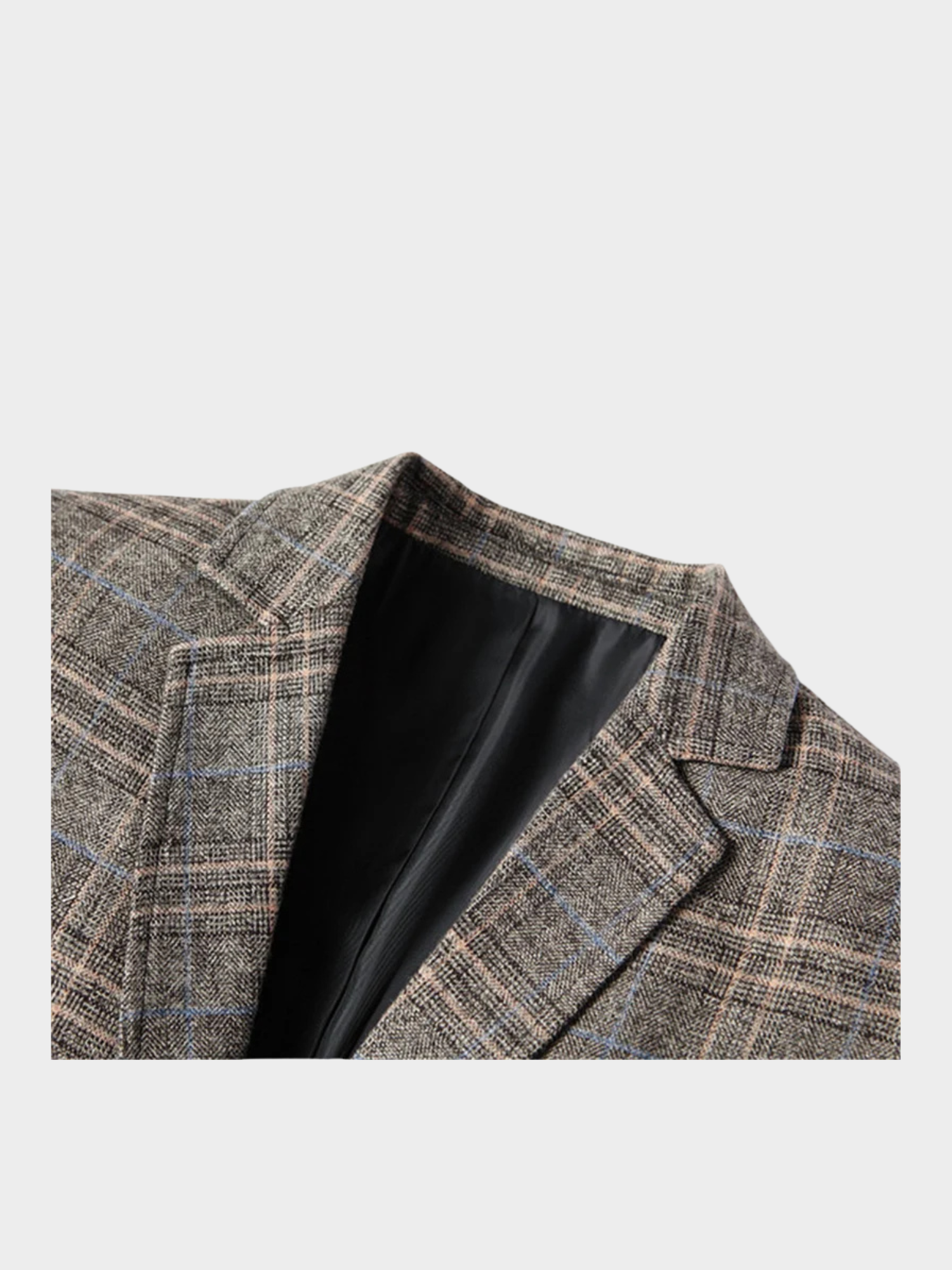 Men’s Single-Breasted Plaid Blazer in Polyester Fabric