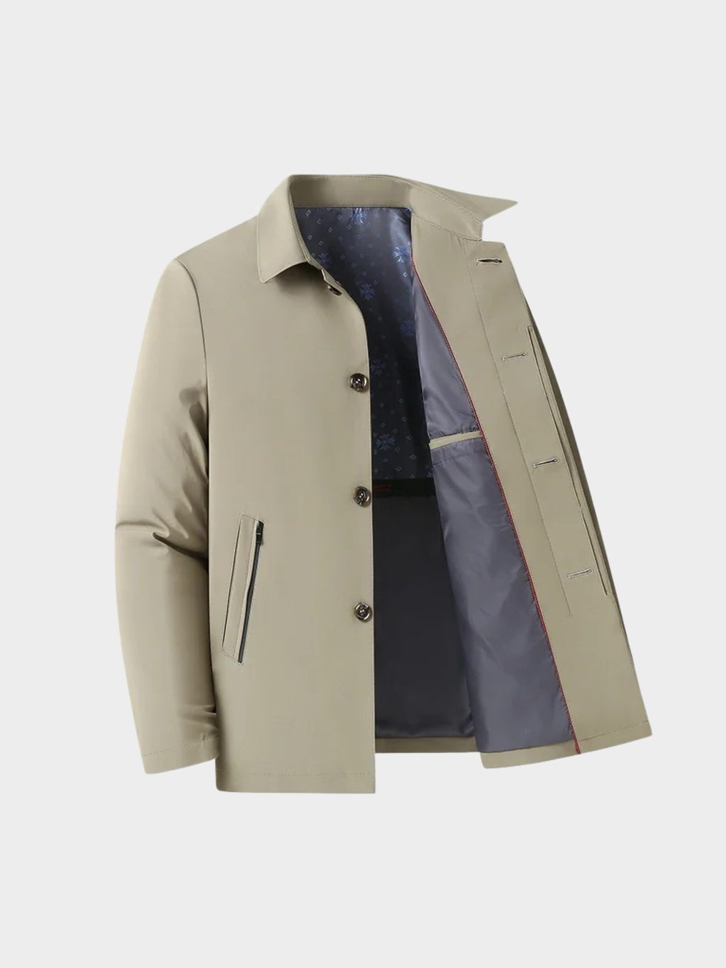 Men’s Zip-Up Jacket with Turn-Down Collar