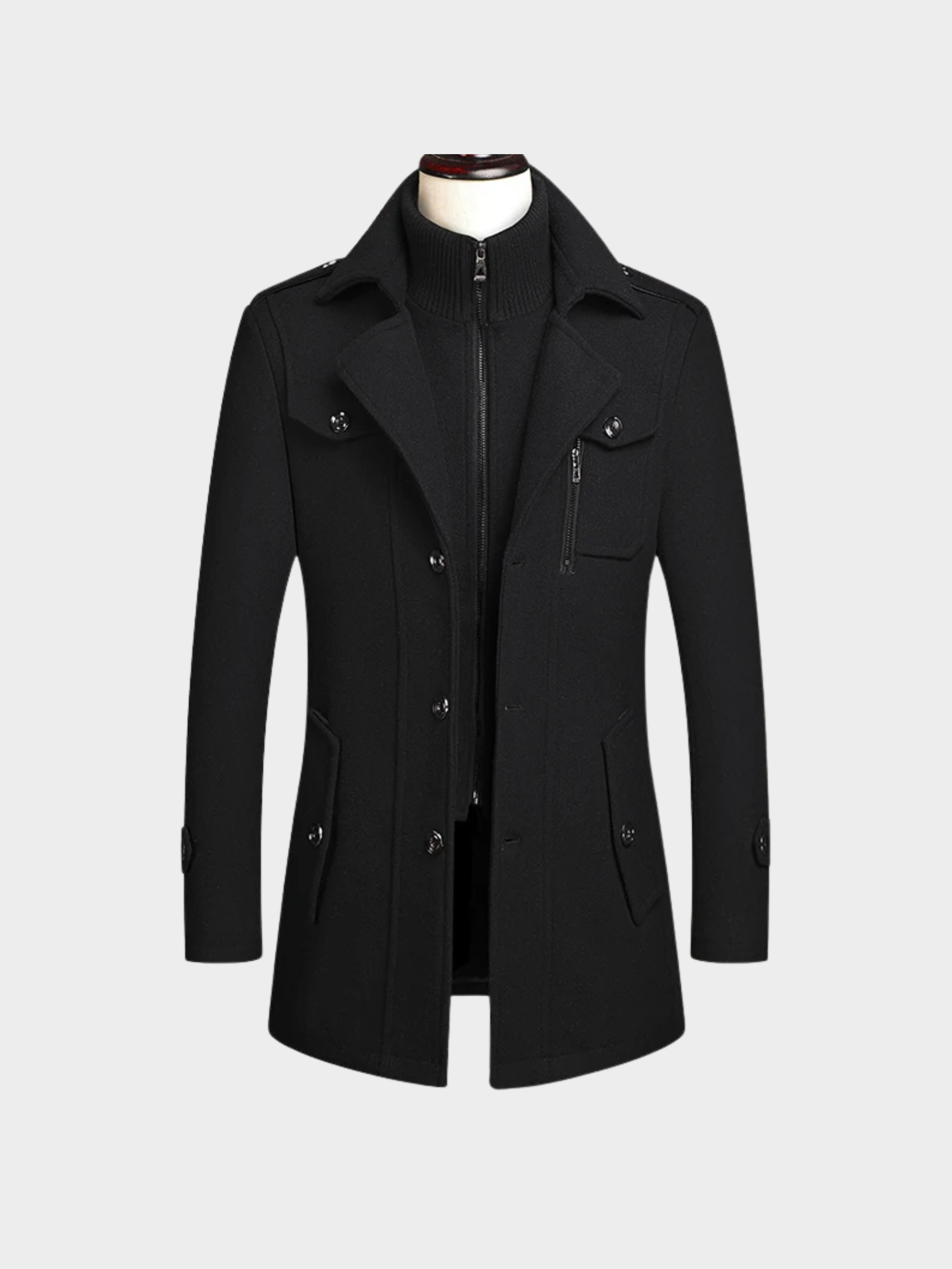 Men’s Wool-Blend Coat with Classic Turn-Down Collar