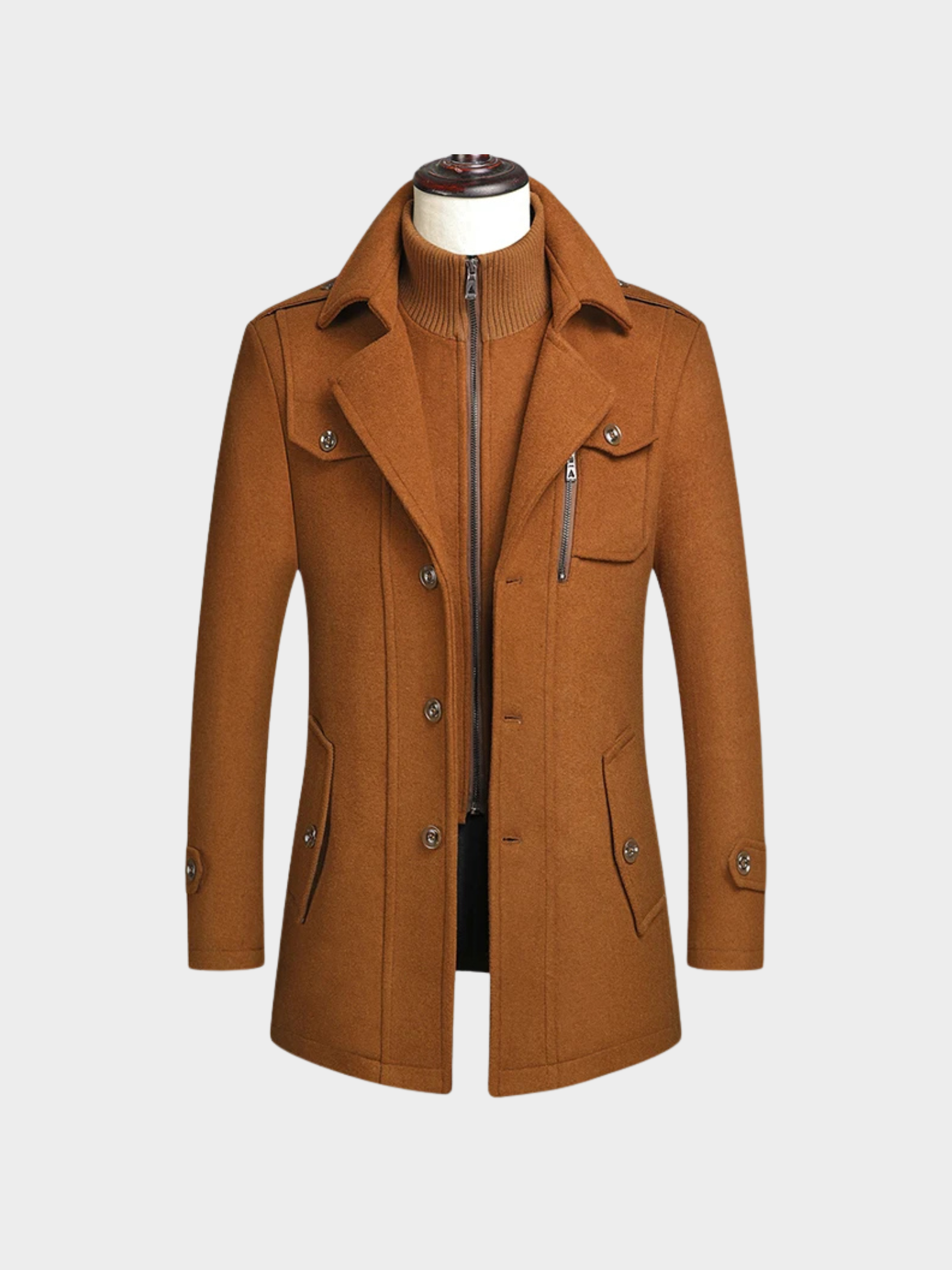 Men’s Wool-Blend Coat with Classic Turn-Down Collar