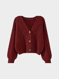 Women’s Cardigan – V-Neck, Button Closure, Long Sleeve