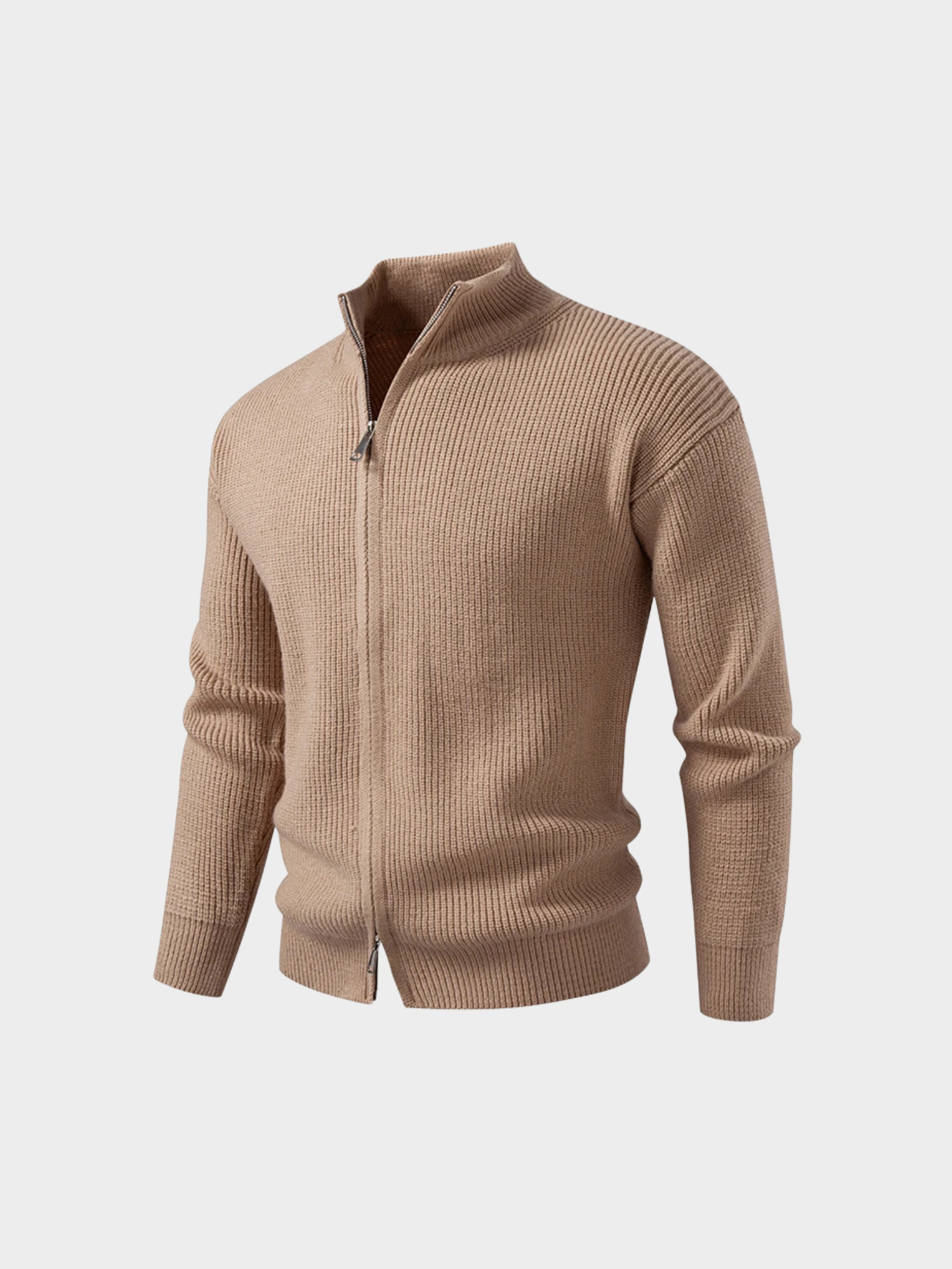 Men’s Knit Zip-Up Jacket with Stand Collar