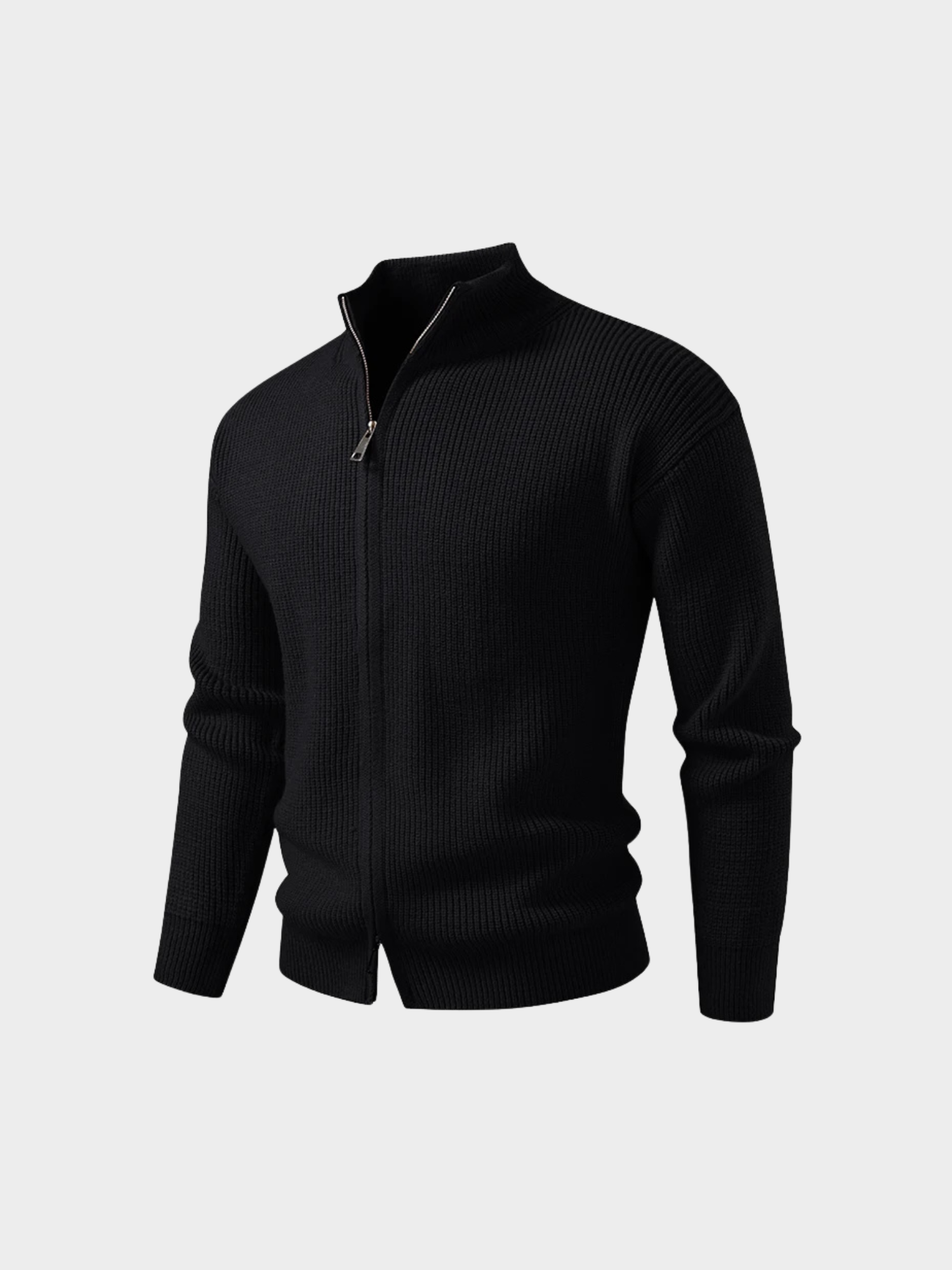 Men’s Knit Zip-Up Jacket with Stand Collar