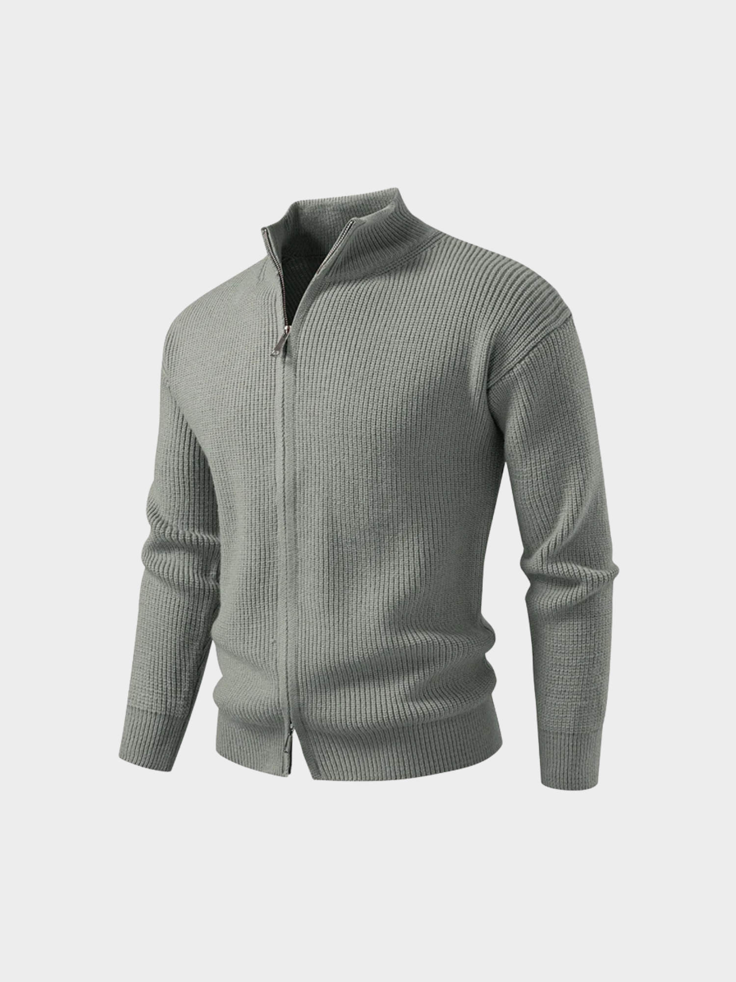 Men’s Knit Zip-Up Jacket with Stand Collar