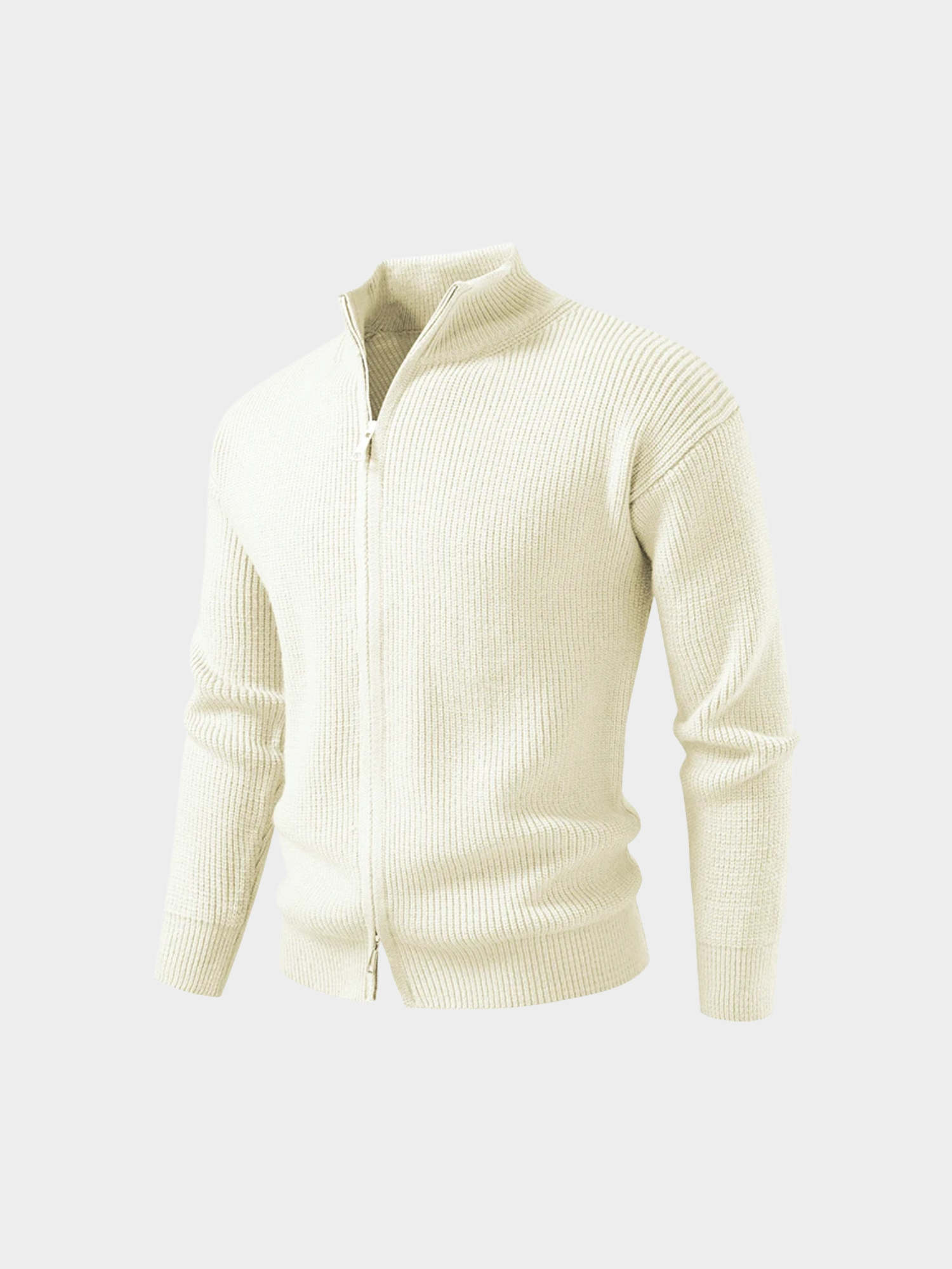 Men’s Knit Zip-Up Jacket with Stand Collar
