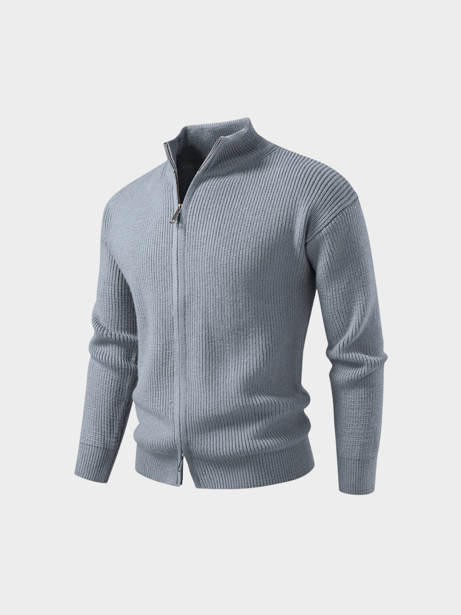 Men’s Knit Zip-Up Jacket with Stand Collar